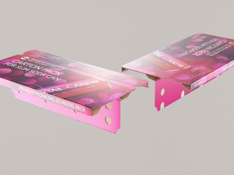 8x250ml Slim Soda Can Carton Pack 3D model