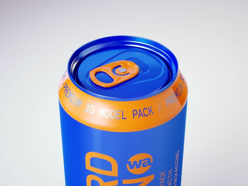 Premium packaging 3D Model of 8x500ml Standard Beer/Soda Cans in Shrink Film Wrap