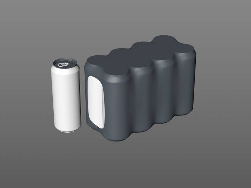 Premium packaging 3D Model of 8x500ml Standard Beer/Soda Cans in Shrink Film Wrap