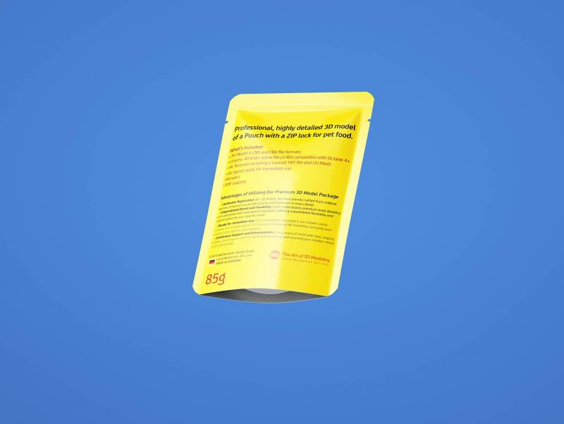 Premium 3D model of carton multi-pack packaging for 8x85g plastic pouches of pet food