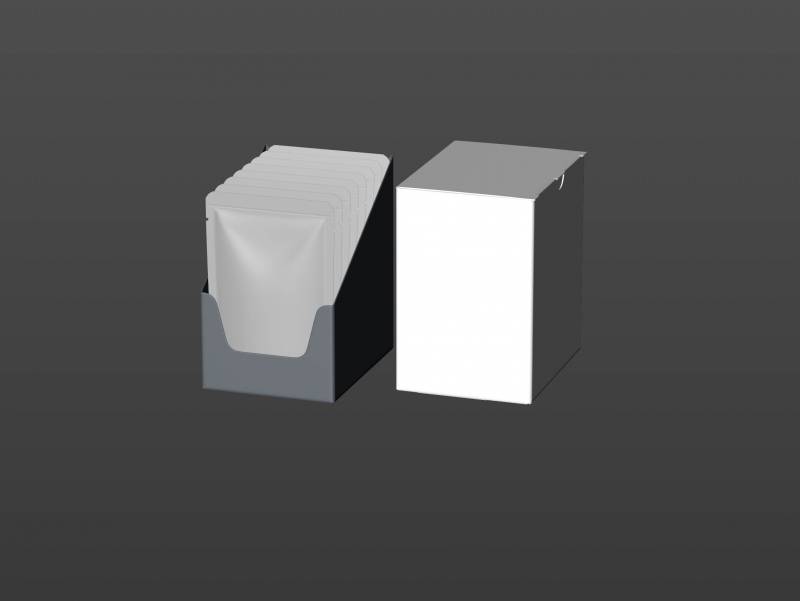 Premium 3D model of carton multi-pack packaging for 8x85g plastic pouches of pet food