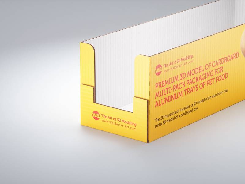 Premium 3D model of cardboard multi-pack packaging for 9x300g aluminum trays of pet food