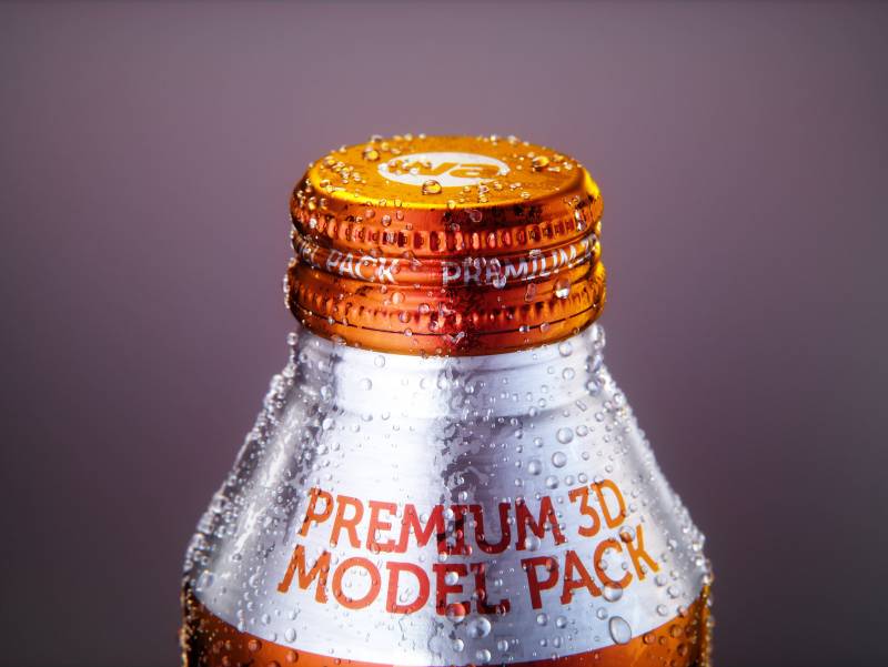Premium Packaging 3D model of Alumi-tek Aluminum Bottle 355ml (12oz) with water droplets and a frost
