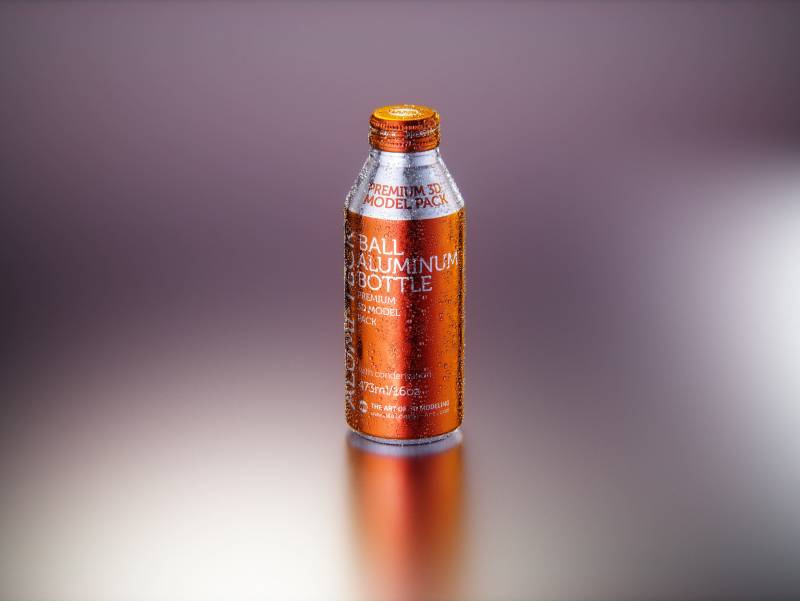 Premium Packaging 3D model of Alumi-tek Aluminum Bottle 473ml (16oz) with water droplets and a frost