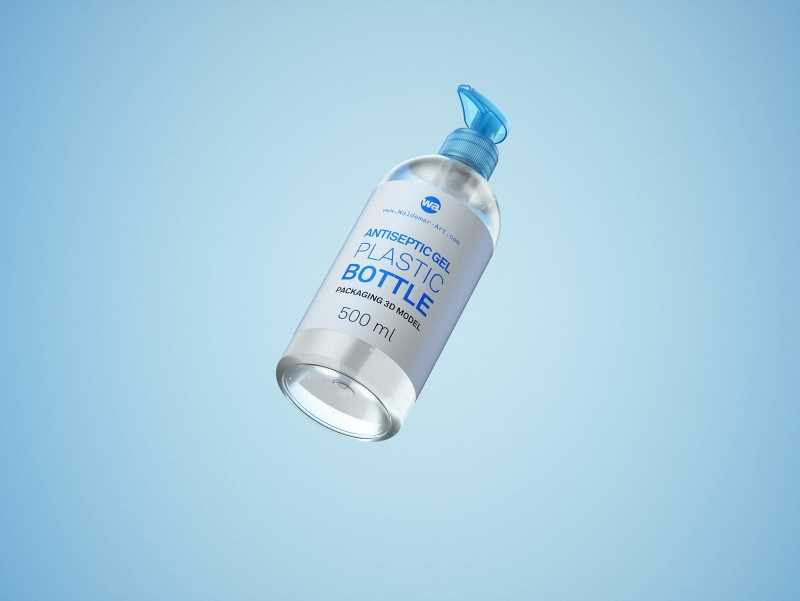 Anticeptic Gel Plastic Bottle 500ml (rounded egdes) packaging 3D model