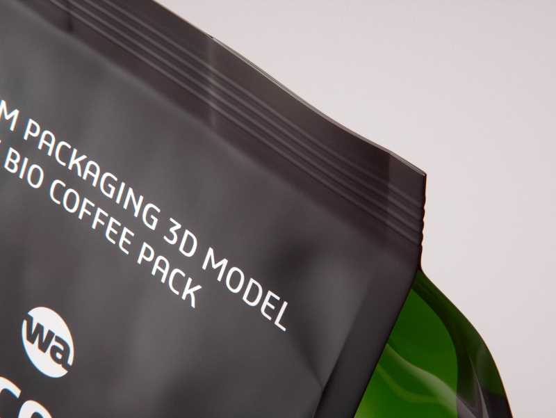 Bio Coffee beans Plastic Bag 250g packaging 3d model