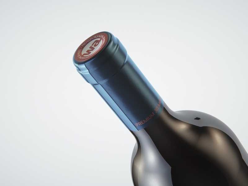 3D model of the Merlot Wine Standard Bottle 750ml with cork and glass of wine