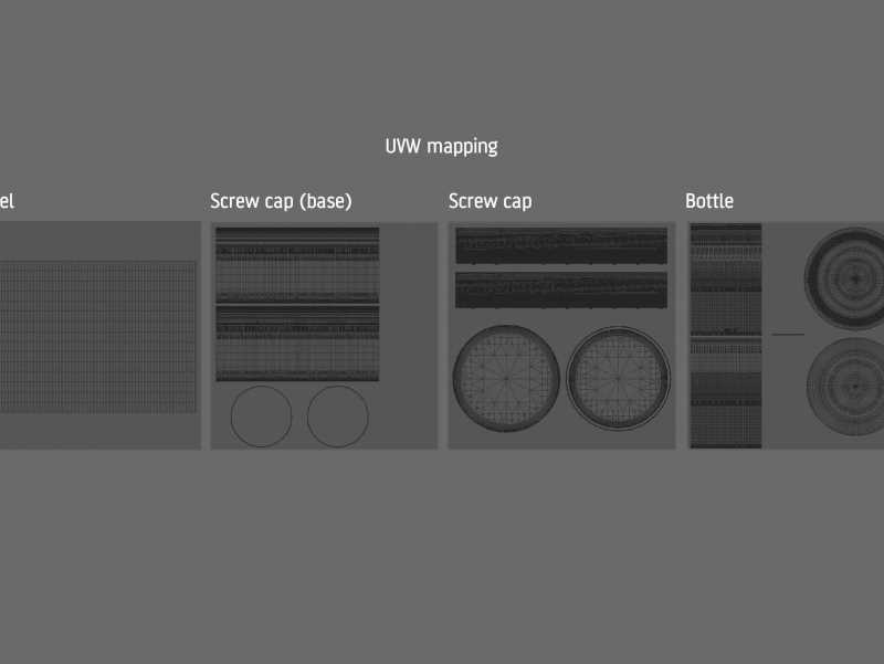 3D model of the Merlot Wine Standard Bottle 750ml with screw cap and glass of wine