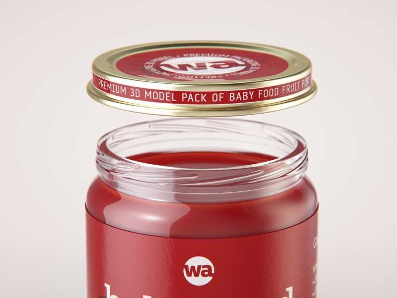 Baby Food Fruit Puree Glass Jar 3D model 250g