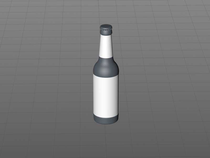 3D model of the Beer Green glass bottle 330ml with Crown cork, foil and label