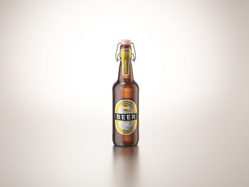 Beer glass bottle 500ml with Swing Top closure packaging 3D model