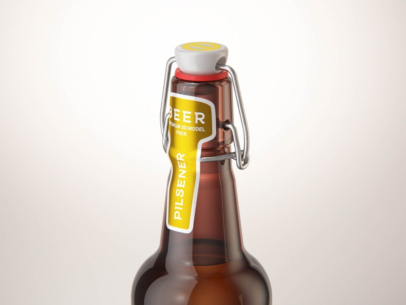 Beer glass bottle 500ml with Swing Top closure packaging 3D model