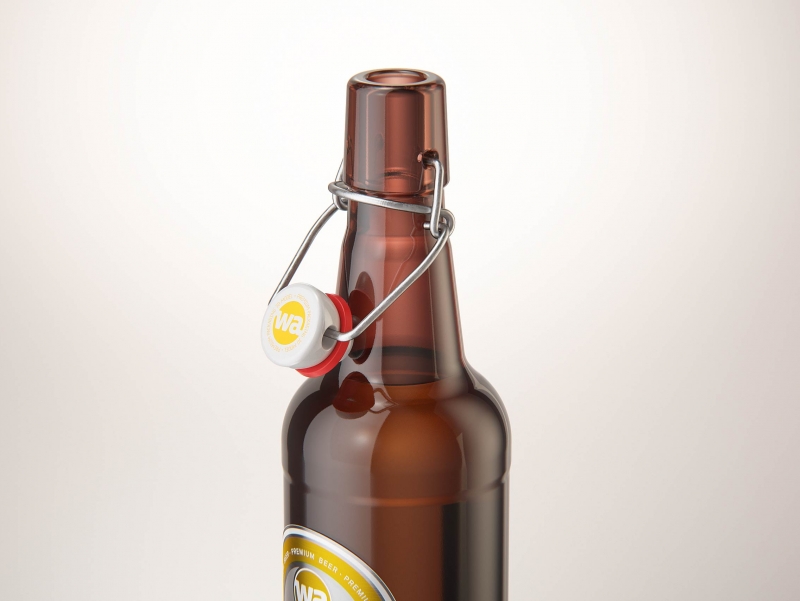 Beer glass bottle 500ml with Swing Top closure packaging 3D model