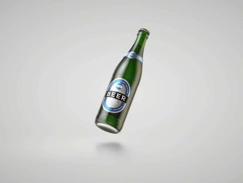 Standard Beer Bottle 3D model NRW 500ml with Crown cork and labels