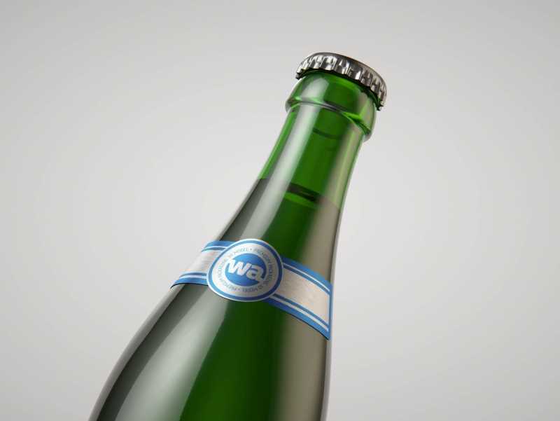 Standard Beer Bottle 3D model NRW 500ml with Crown cork and labels