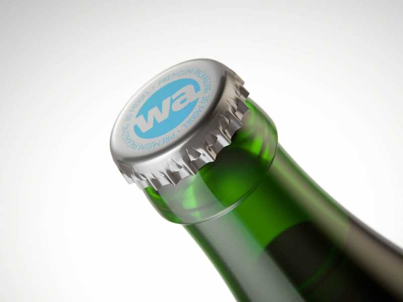Standard Beer Bottle 3D model NRW 500ml with Crown cork and labels