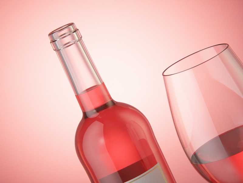 3D model of the Bordeaux Wine Standard Bottle 750ml with cork and glass of wine