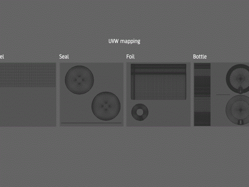 Wine bottle 3D model of Burgundy 750ml for Chardonnay wines with cork and a glass of wine