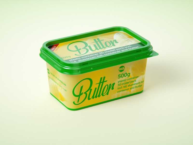 Butter Plastic Container Packagin 3D model pack 500g