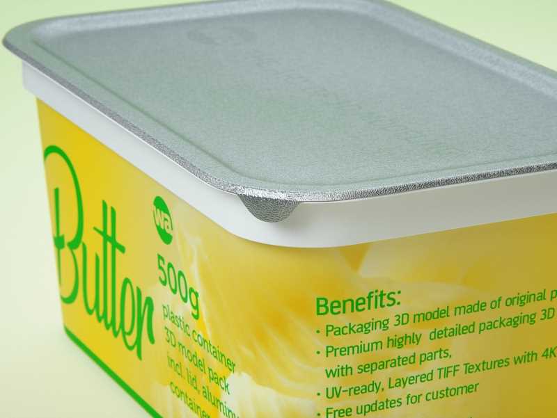 Butter Plastic Container Packagin 3D model pack 500g