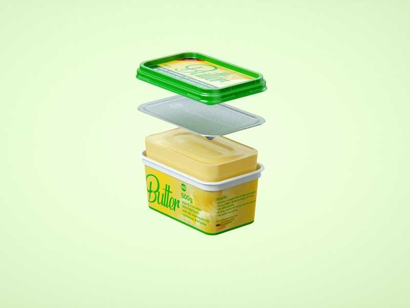 Butter Plastic Container Packagin 3D model pack 500g