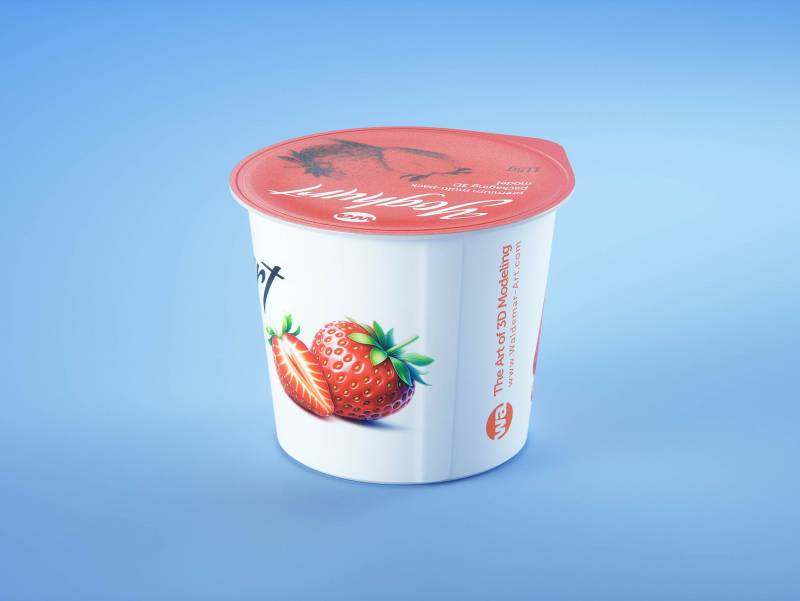 Carton multi-pack packaging for 4x115g plastic cups of yoghurt - premium 3D model
