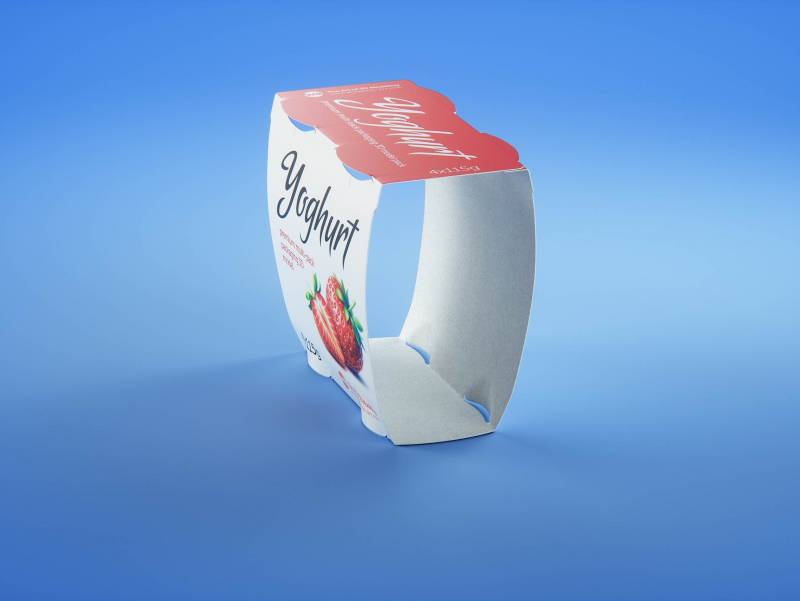 Carton multi-pack packaging for 4x115g plastic cups of yoghurt - premium 3D model