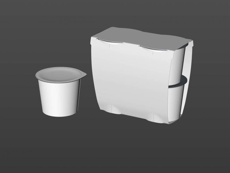 Carton multi-pack packaging for 4x115g plastic cups of yoghurt - premium 3D model