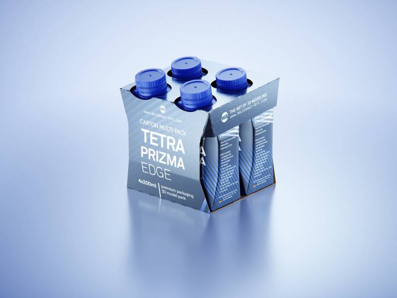 Carton multi-pack packaging for 4x200ml Tetra Prizma Edge premium 3D model 