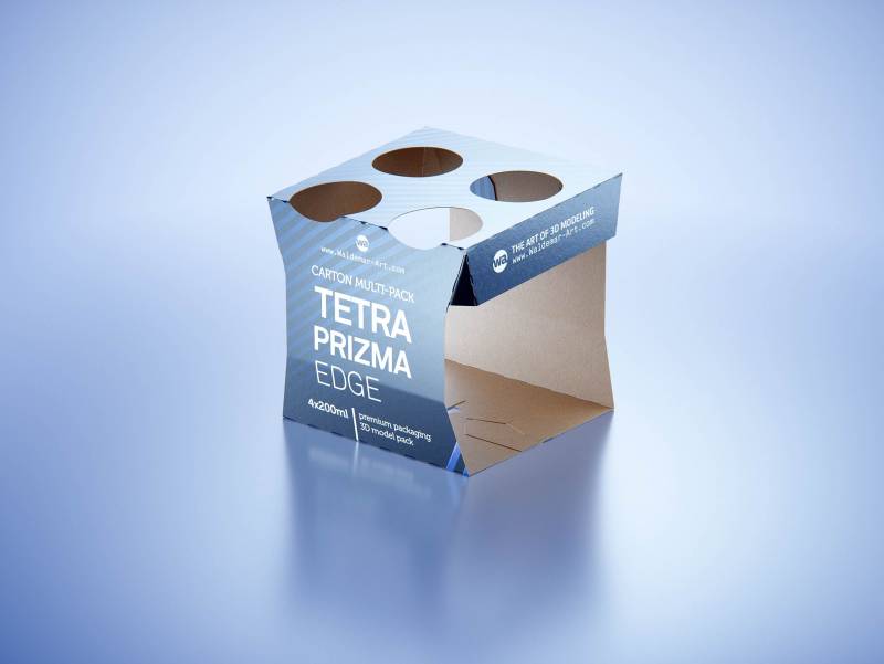 Carton multi-pack packaging for 4x200ml Tetra Prizma Edge premium 3D model 