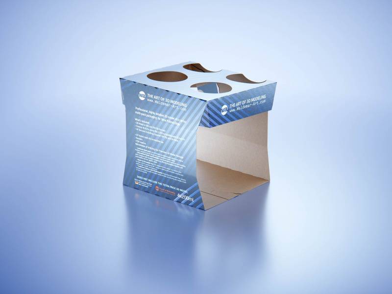 Carton multi-pack packaging for 4x200ml Tetra Prizma Edge premium 3D model 