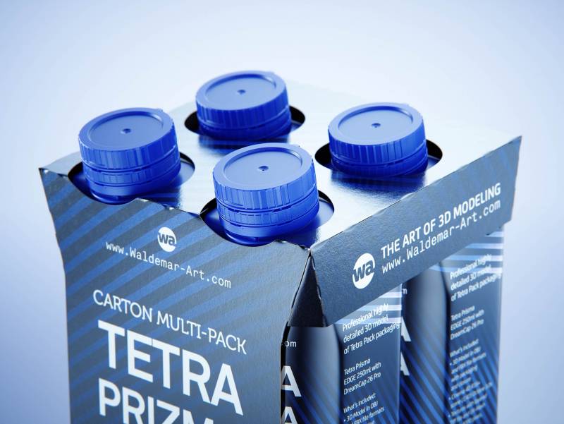Carton multi-pack packaging for 4x250ml Tetra Prizma Edge premium 3D model 	