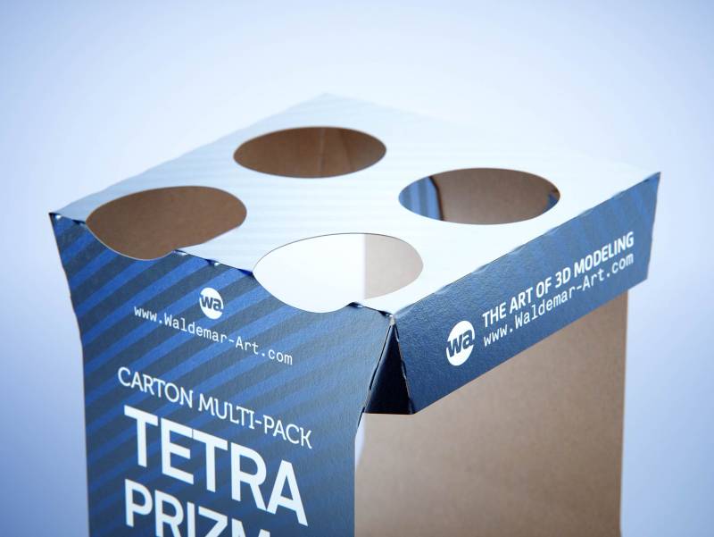 Carton multi-pack packaging for 4x250ml Tetra Prizma Edge premium 3D model 	