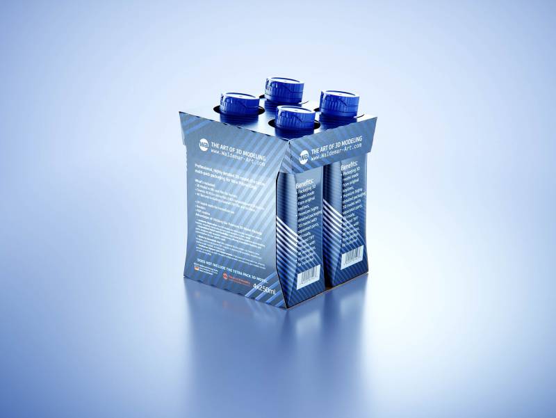 Carton multi-pack packaging for 4x250ml Tetra Prizma Edge premium 3D model 	