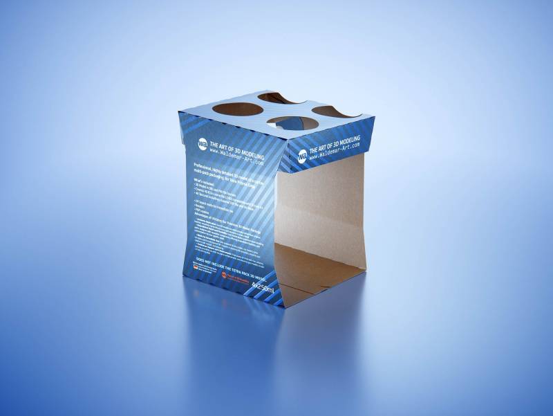 Carton multi-pack packaging for 4x250ml Tetra Prizma Edge premium 3D model 	