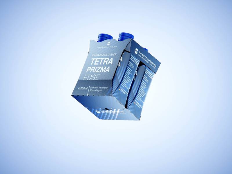 Carton multi-pack packaging for 4x250ml Tetra Prizma Edge premium 3D model 	