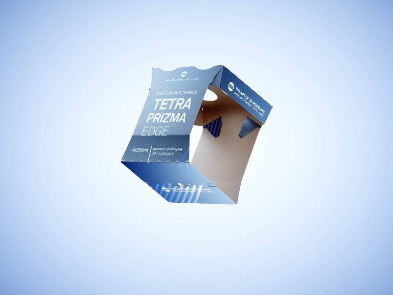 Carton multi-pack packaging for 4x250ml Tetra Prizma Edge premium 3D model 	