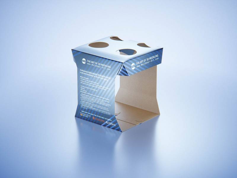Carton multi-pack packaging for 4x330ml Tetra Prizma Square premium 3D model 