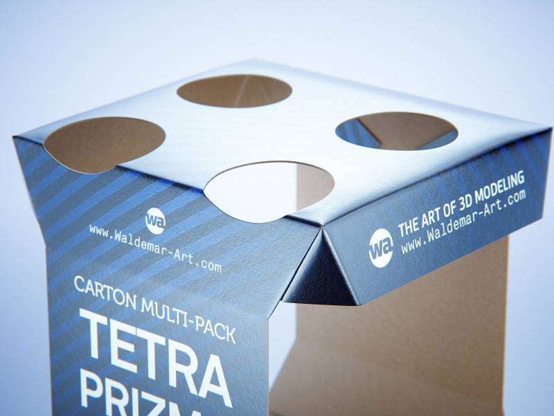 Carton multi-pack packaging for 4x330ml Tetra Prizma Square premium 3D model 