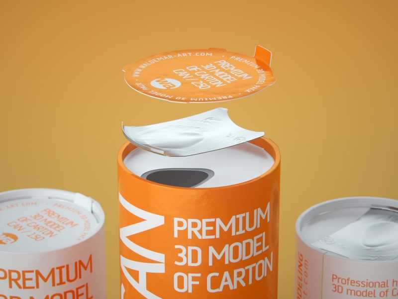 CartoCan 150ml and 250ml Premium packaging 3D model pak.