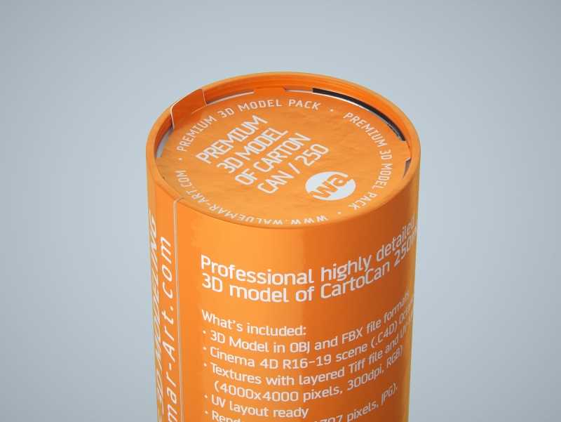 CartoCan 150ml and 250ml Premium packaging 3D model pak.