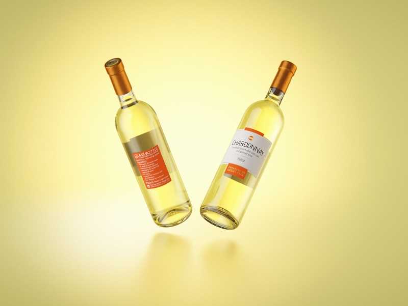 3D model of a Chardonnay glass bottle 750ml with cork