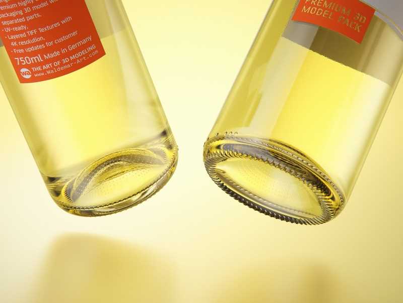 3D model of a Chardonnay glass bottle 750ml with cork