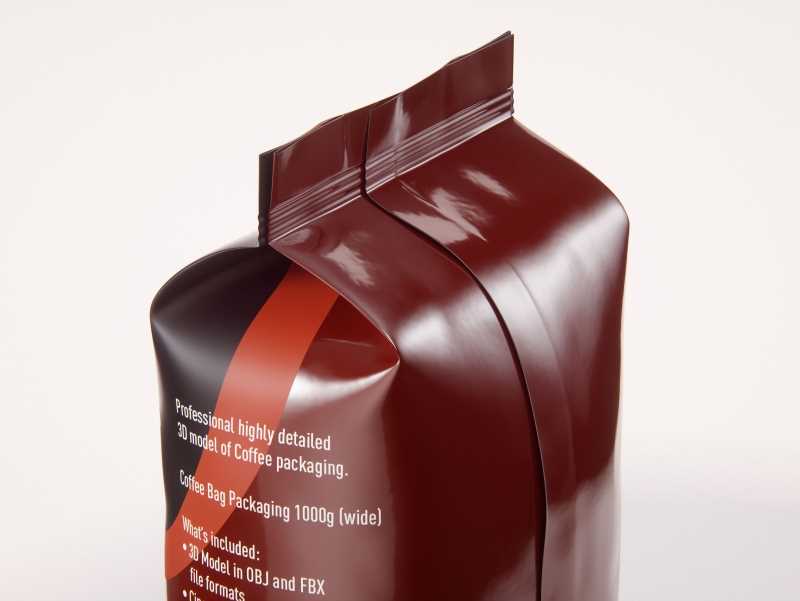 Plastic Coffee Bag 1000g (Wide) for Roasted Coffee packaging 3d model