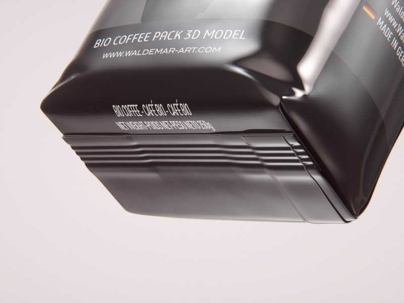 Plastic Coffee Bag with a Tab 250g packaging 3D model 