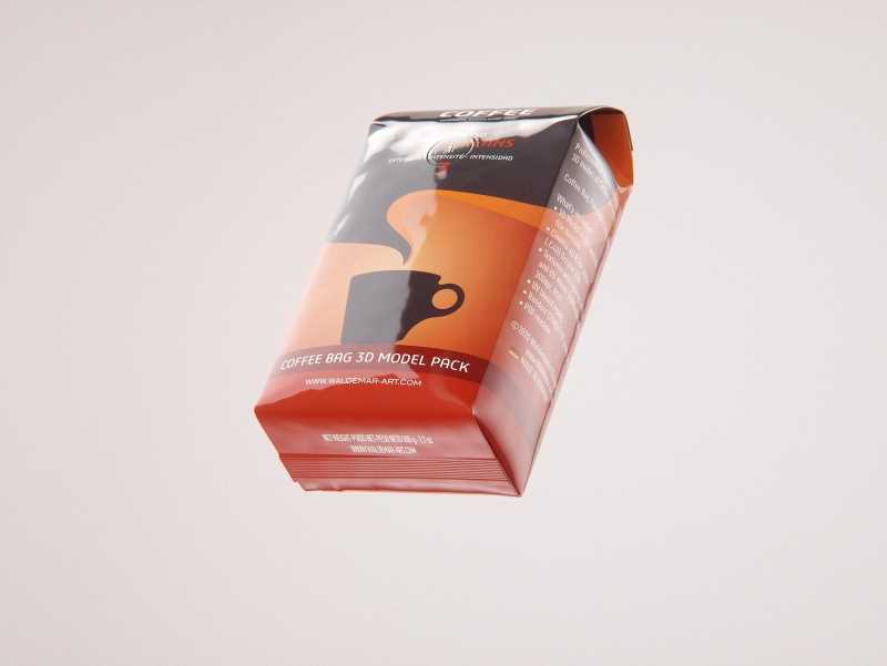 Plastic Coffee Bag packaging 3d model 500g with a tab