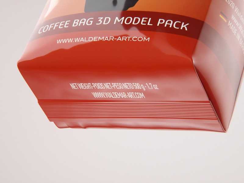 Plastic Coffee Bag packaging 3d model 500g with a tab