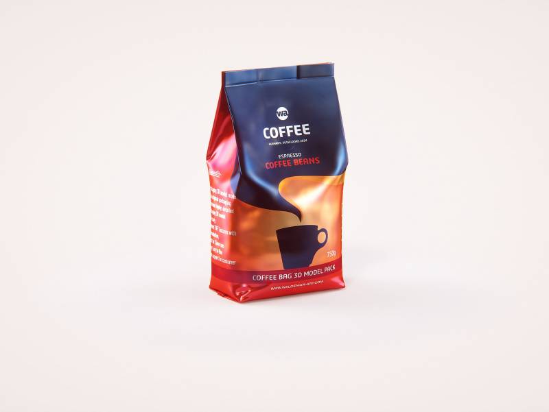 Plastic Coffee Bag 750g premium packaging 3d model
