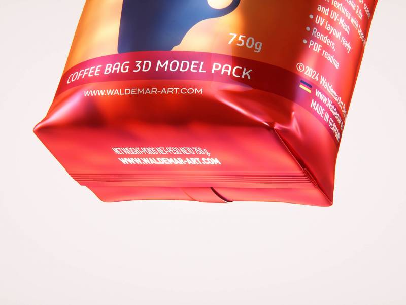 Plastic Coffee Bag 750g premium packaging 3d model