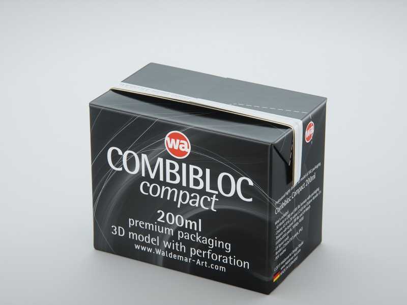 SIG combiBloc Compact 200ml with perforation, straw hole and no opening packaging 3D model